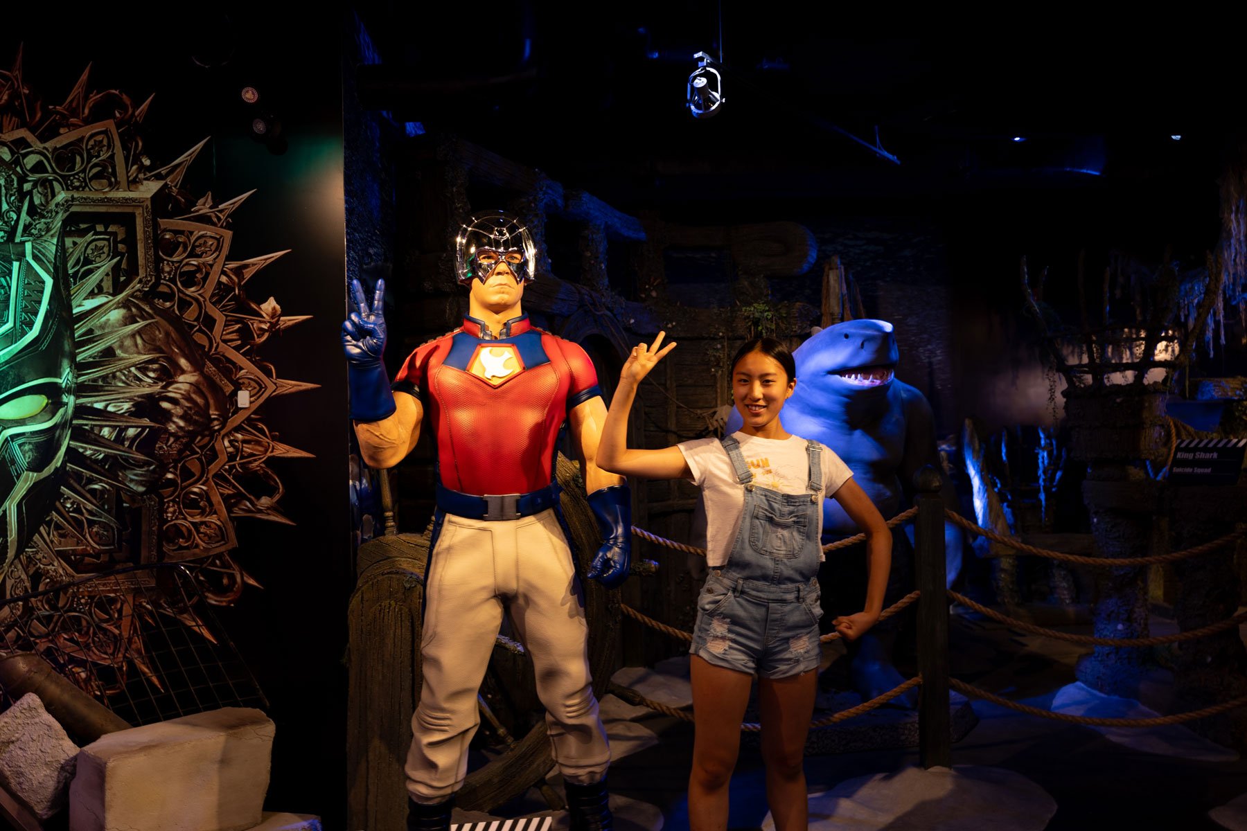 Selfie of superhero inside movieland wax museum