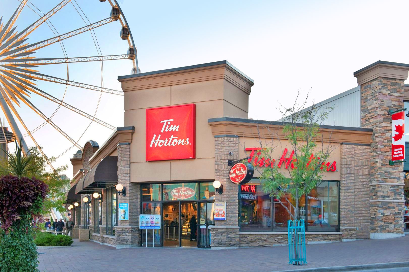 Tim Hortons Entrance with SkyWheel in the background
