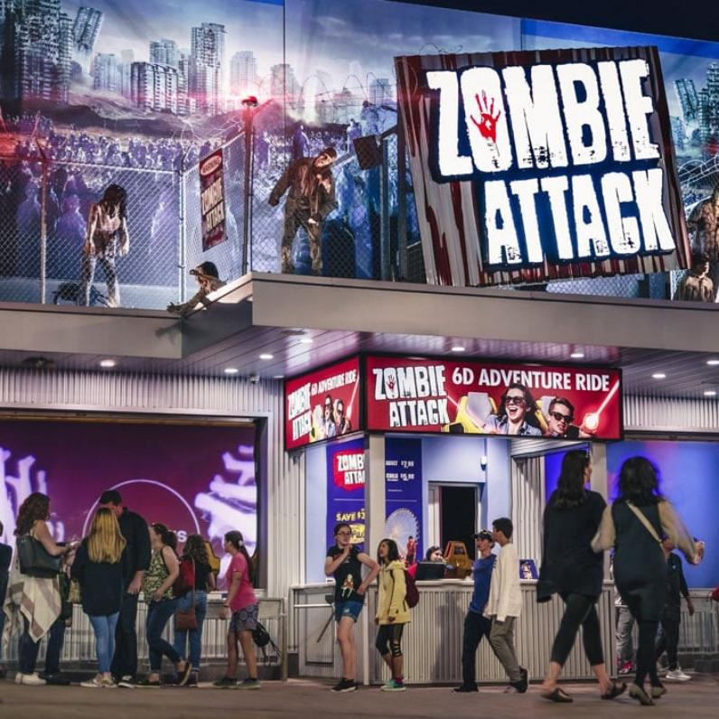 Zombie Attack Exterior at Dusk With Patrons lined up