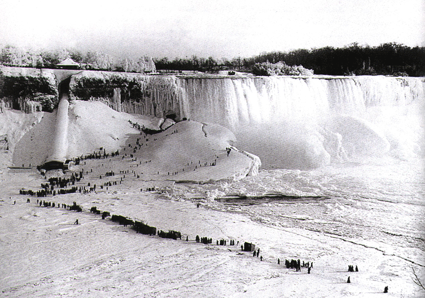 Niagara Falls Ice Bridge during a prolonged cold snap. Photo cred: Niagara Falls Public Library