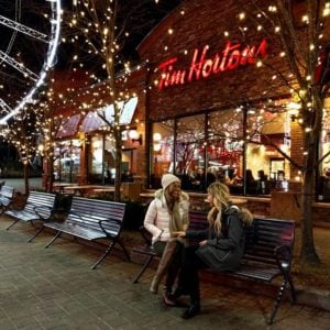Tim Hortons Clifton Hill Courtyard at Night in Niagara Falls