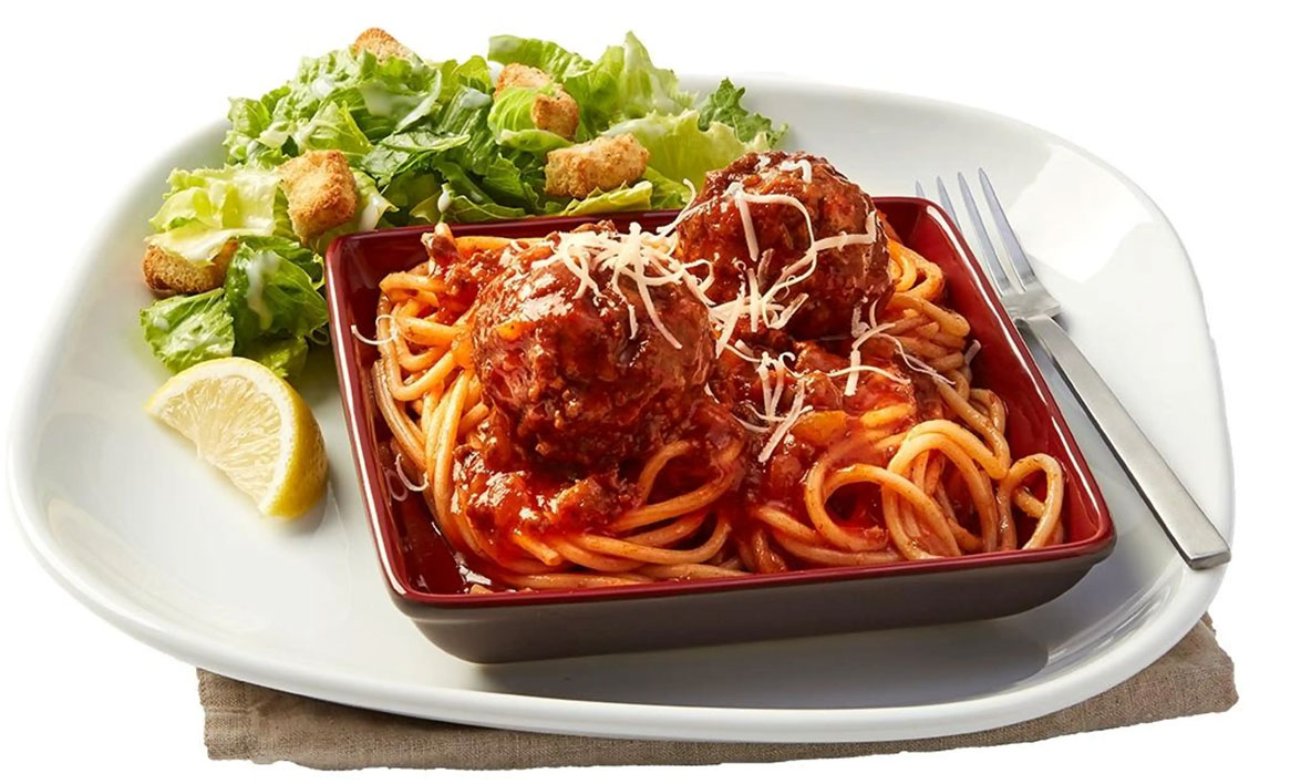 Spaghetti and Meatballs Noodles tossed in your choice of:
· Tomato Sauce
· Meat Sauce
