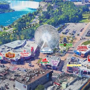 Clifton Hill Local Map of Niagara Falls' tourist area