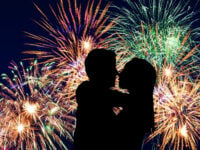 Niagara Falls Fireworks Couple silhouette