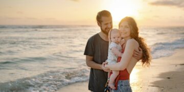 Family At Beach Sunset