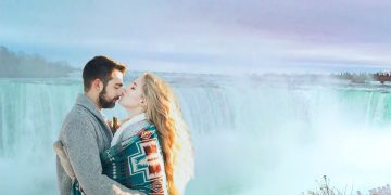Niagara Falls Winter Couple getting Romantic