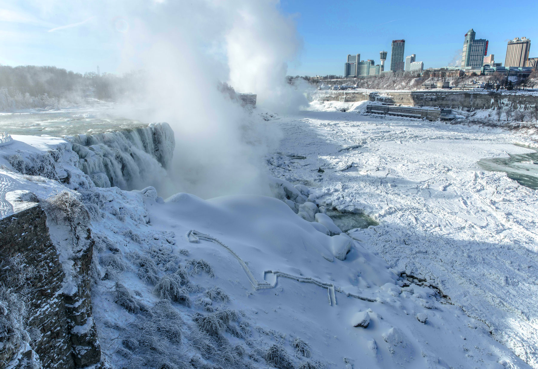 Falls Aerial View Frozen