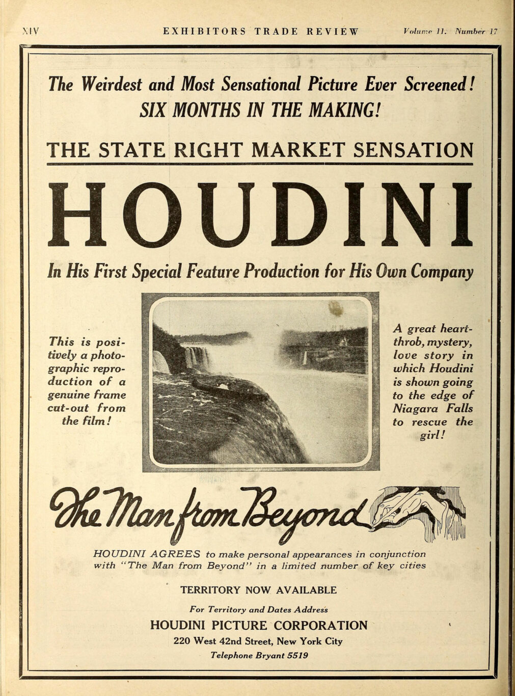 Houdini Film in Exhibitors Trade Review