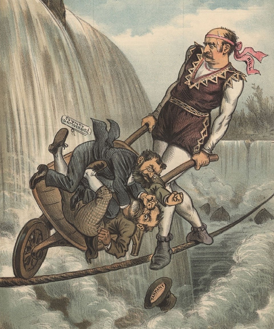Gillam Bernhard (British, 1858-1896) The shaky situation of the Political Blondin, 1885, Generous donation from Dr. Charles Rand Penney, partially funded by the Castellani Purchase Fund, with additional funding from Mr. and Mrs. Thomas A. Lytle, 2006