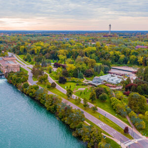 Niagara Parkway Aerial with Power Station in Background