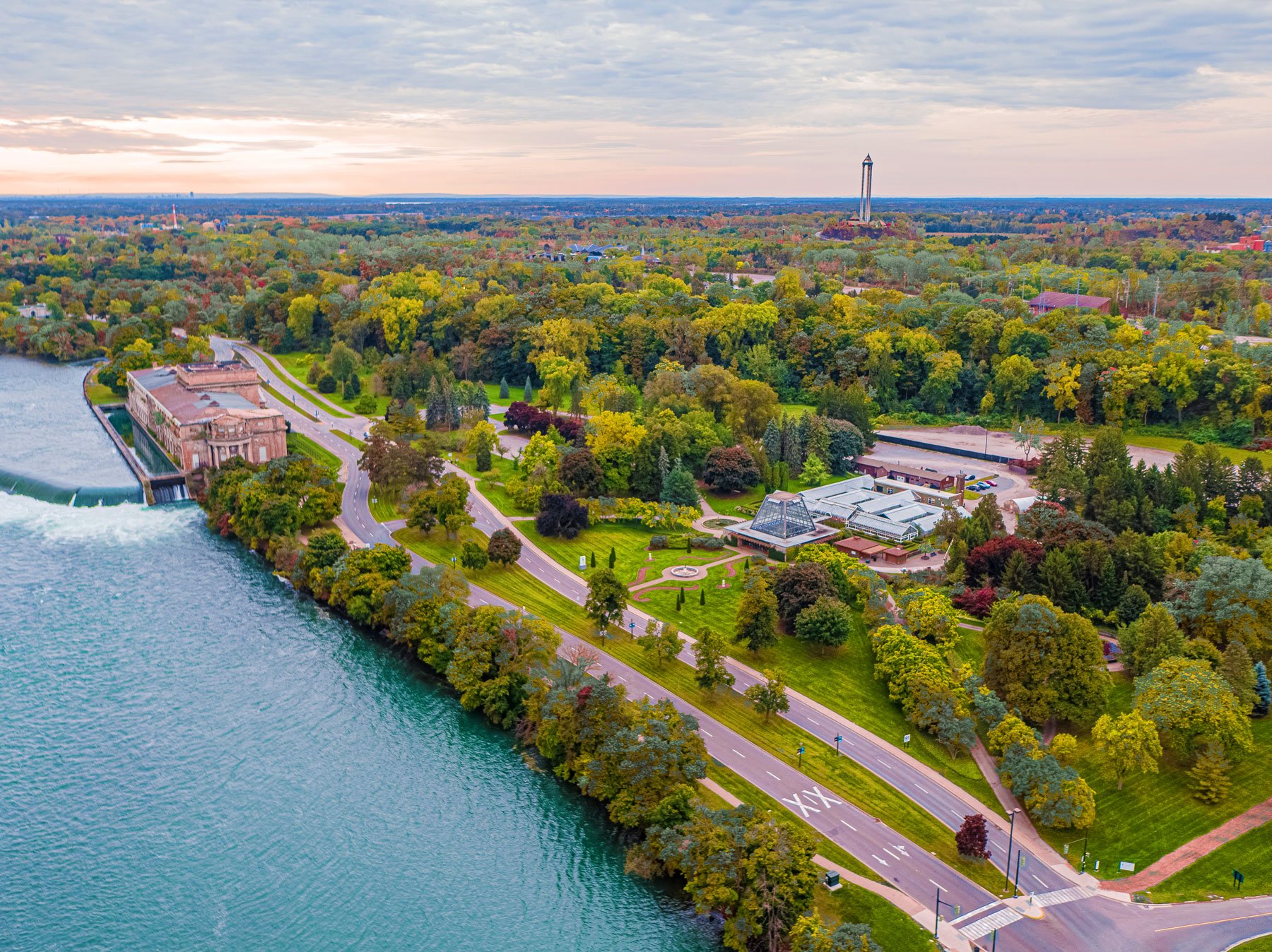Niagara Parkway Aerial with Power Station in Background