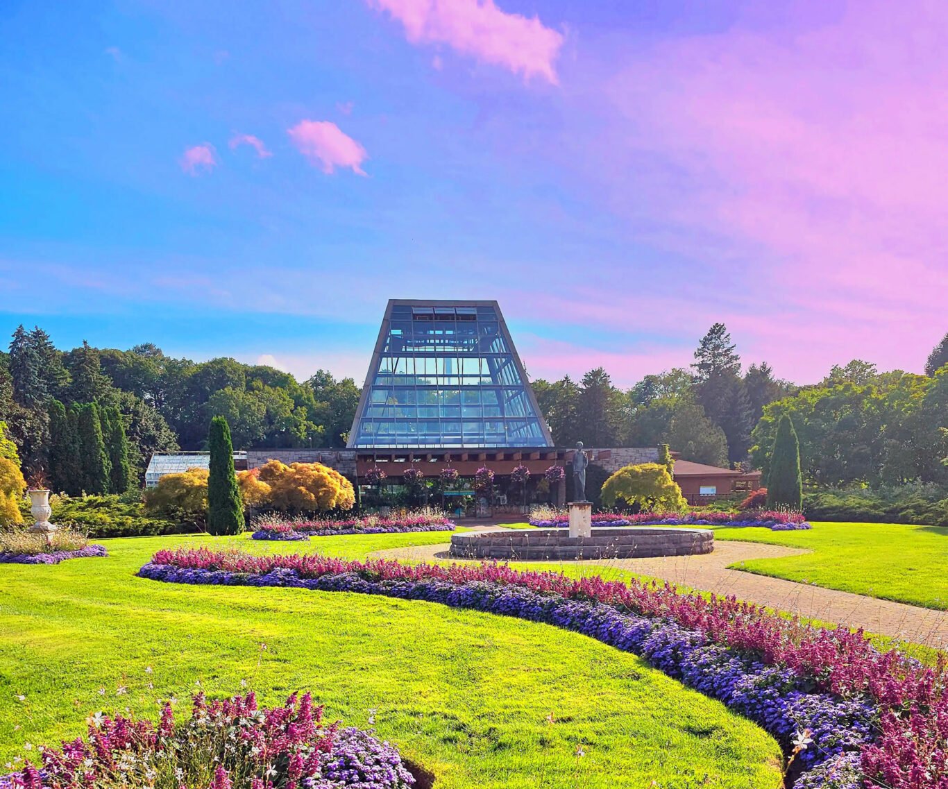 Floral Show House Exterior Sunset