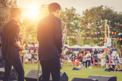 jazz musician playing outdoor concert