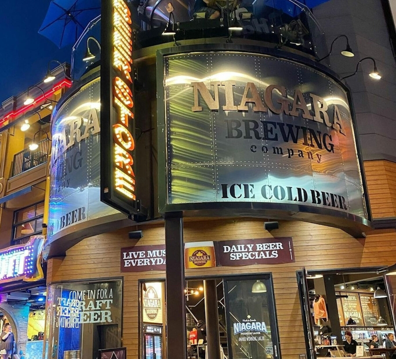 Niagara Brewing Company at night