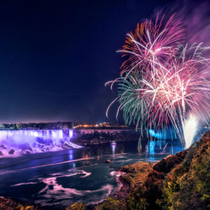 Niagara Falls New Years 2026 Fireworks and illumination at night views