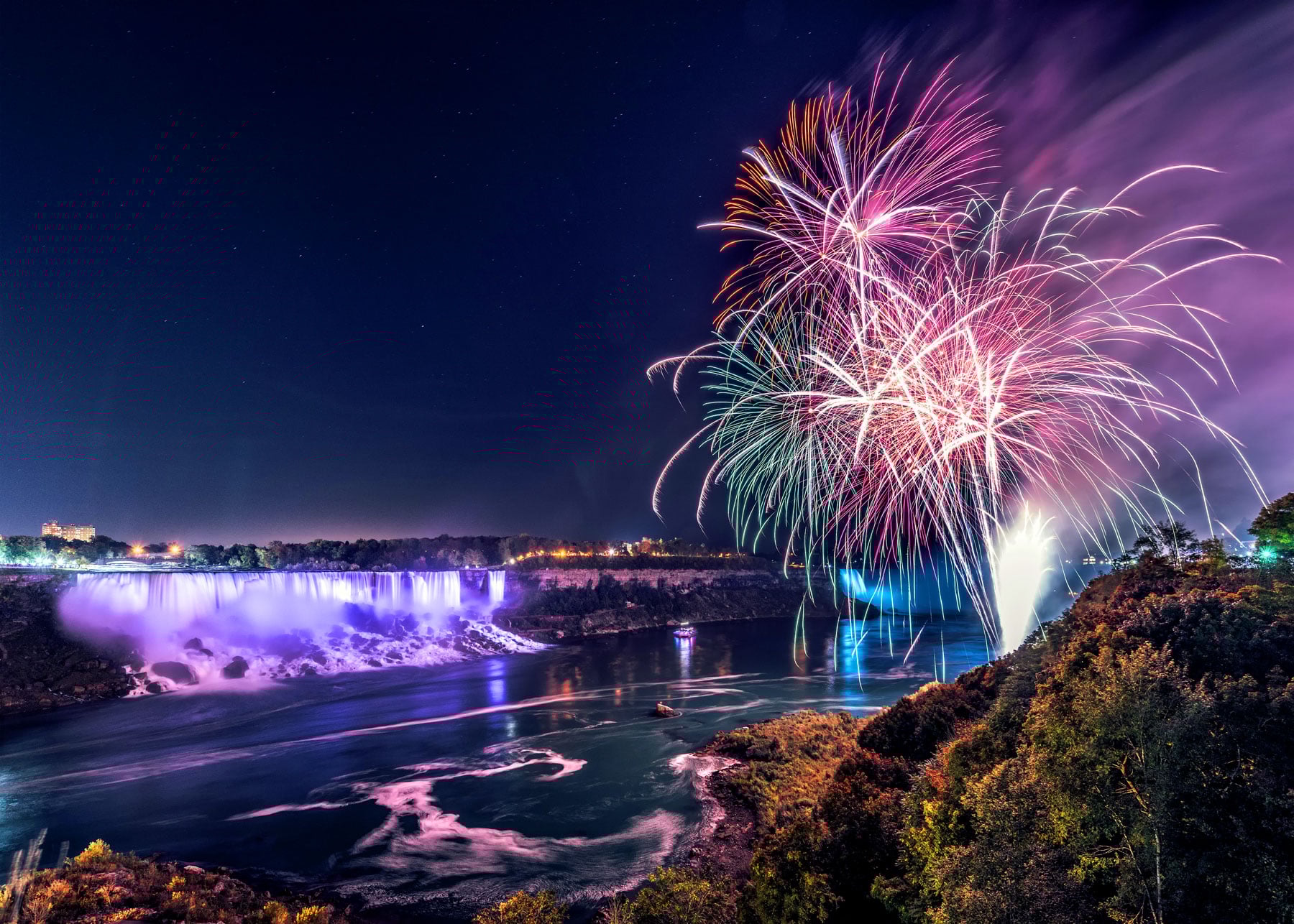 Niagara Falls New Years 2026 Fireworks and illumination at night views