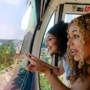 Niagara SkyWheel aerialk view with two ladies enjoying the view