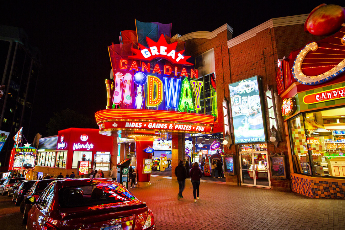 Midway street view at night