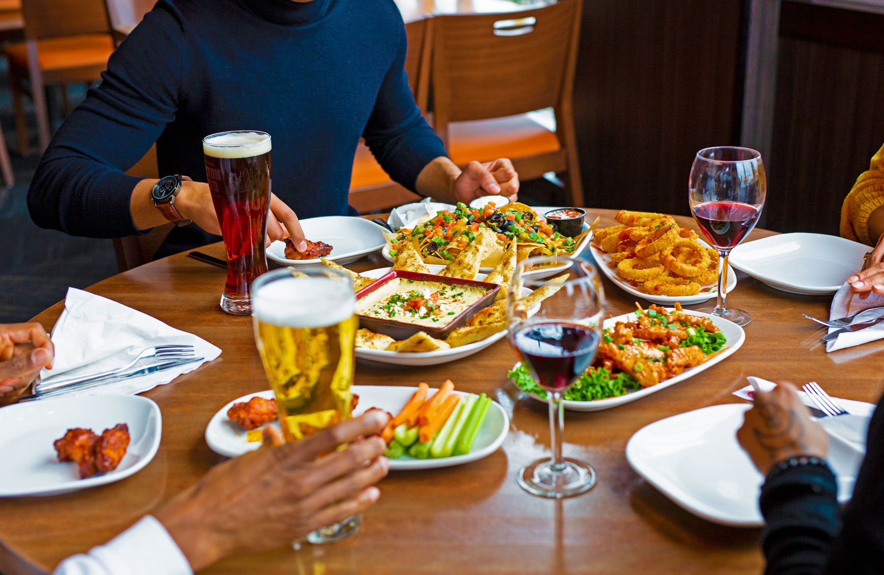 Close up of fresh food being served at boston pizza 