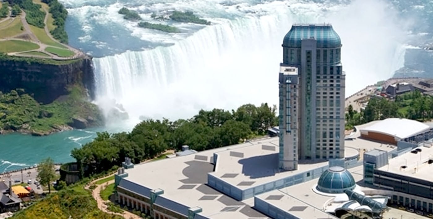 Fallsview Casino Daytime Aerial with Falls in background