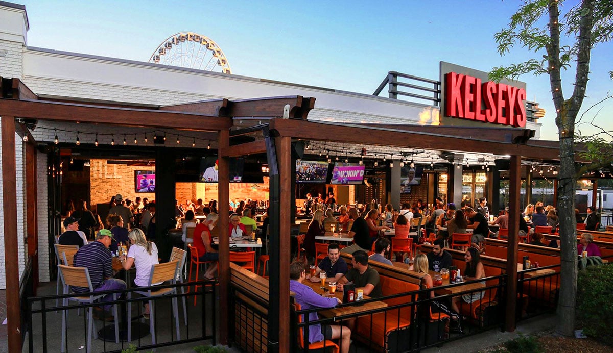 Kelsey's Patio Entrance at Dusk