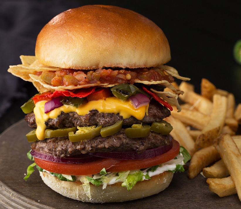 Closeup of Kelsey's Hamburger with Fries