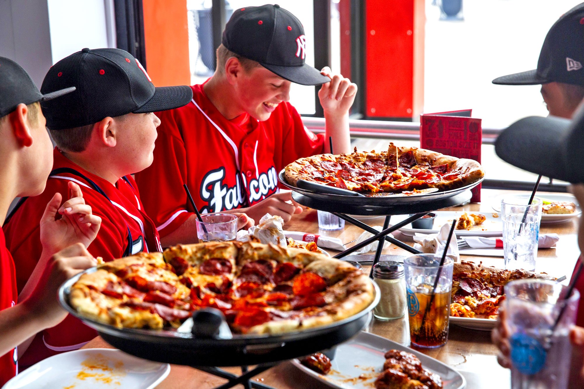 Boston Pizza Group Parties with Pizza Trays