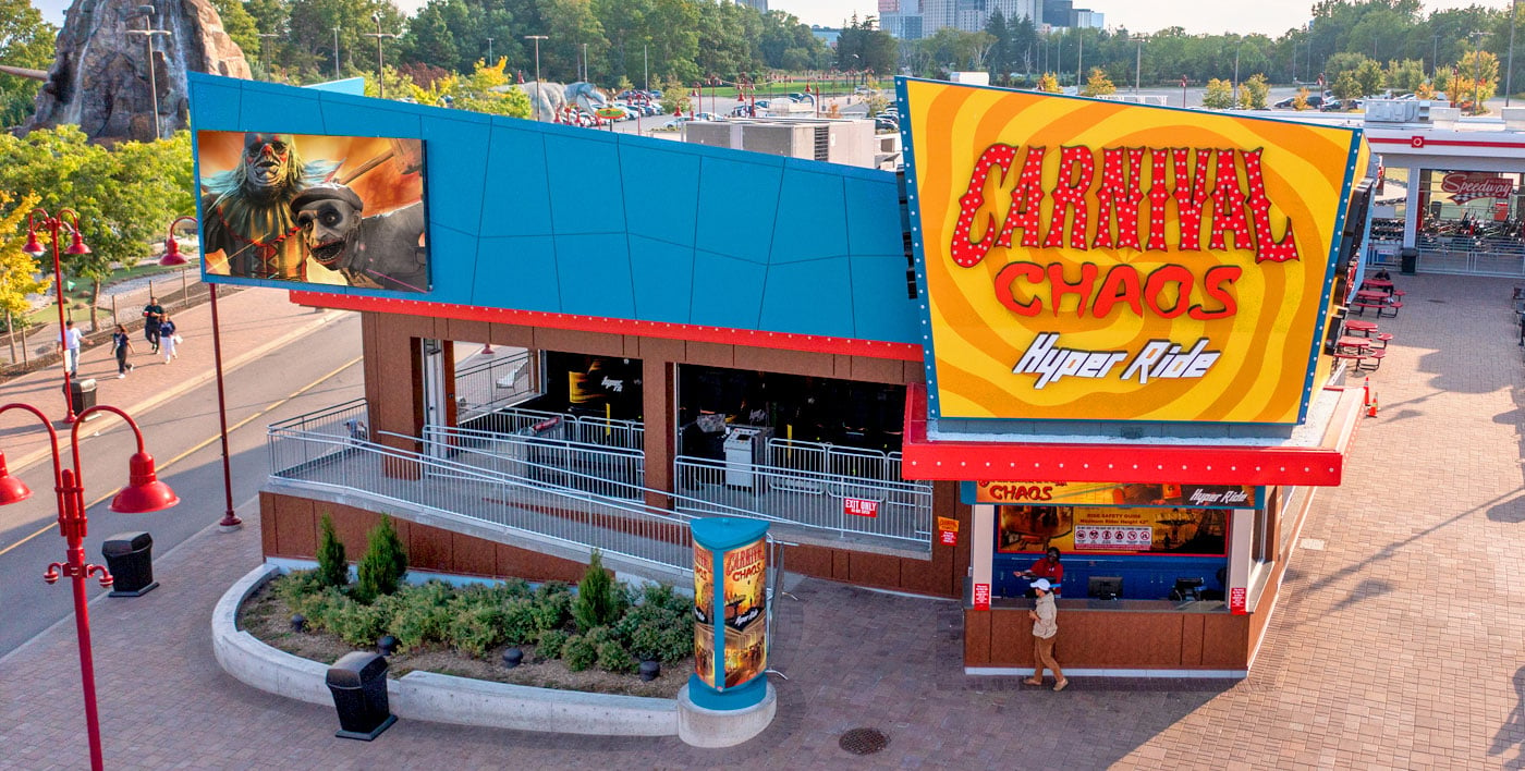 Carnival Chaos Exterior Entrance Birds Eye View