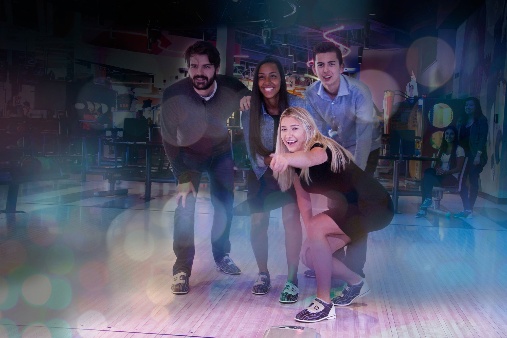 Friends out bowling