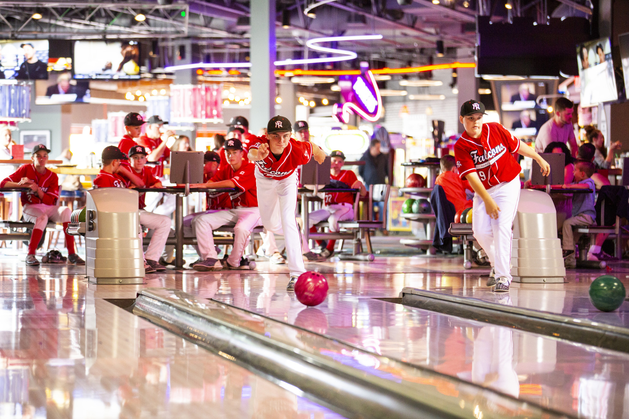 Team out bowling