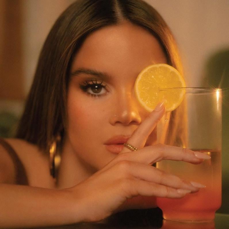 Maren Morris with a drink in her hand
