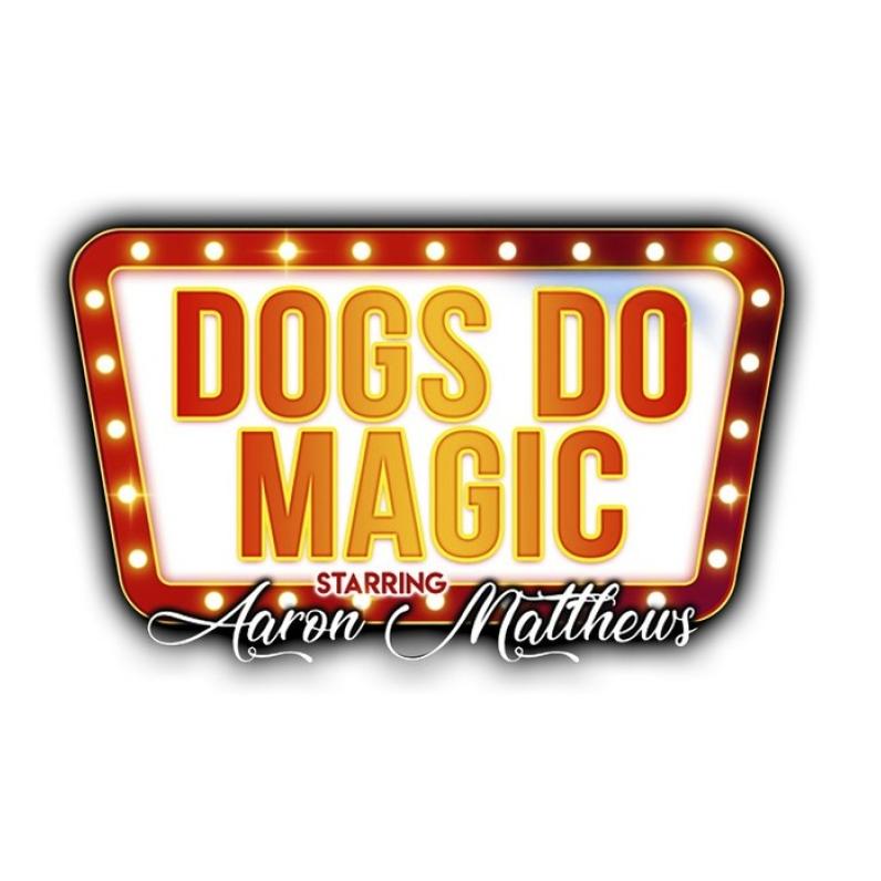 Dogs Do Magic Promotional Poster with red curtain backdrop
