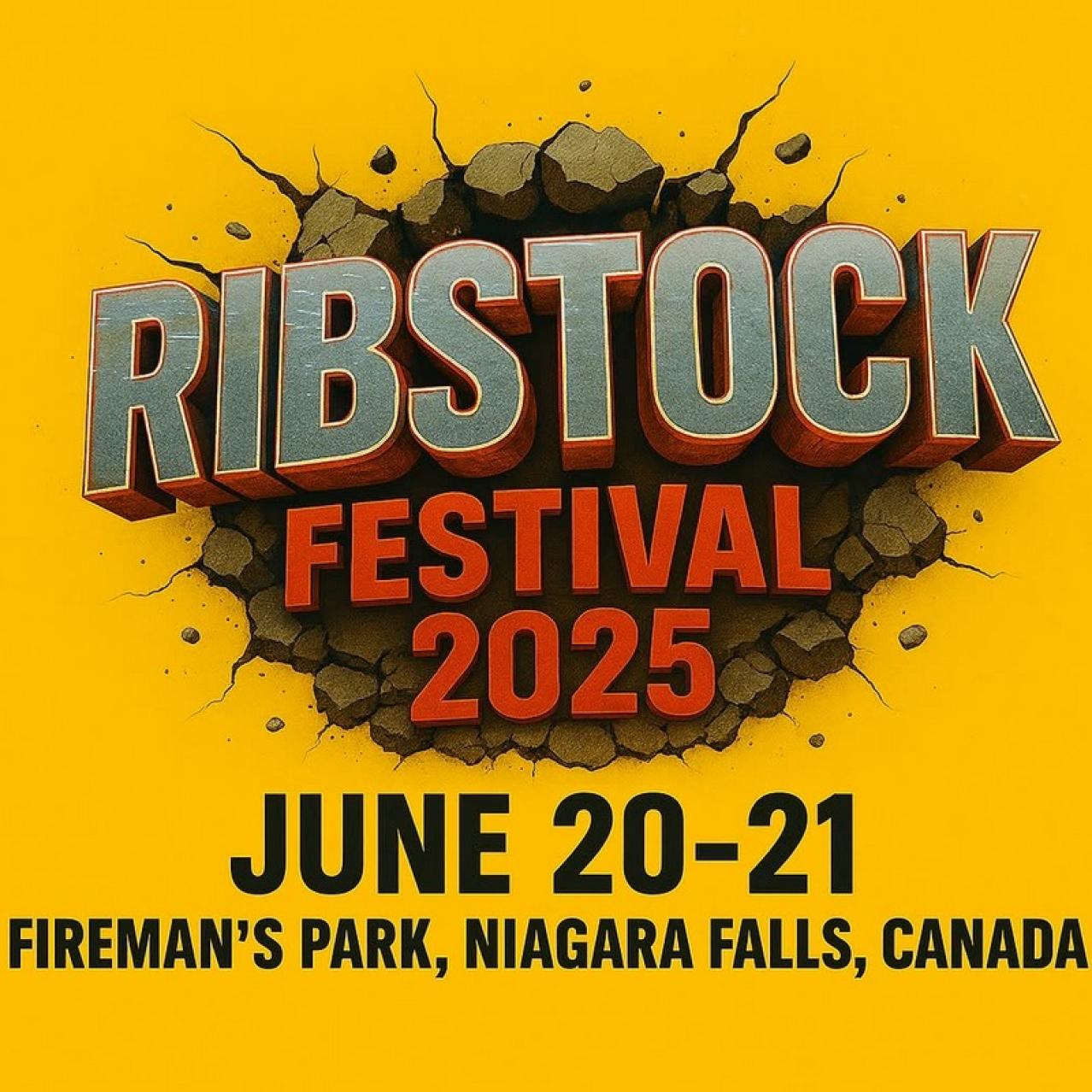 Ribstock logo with yellow background. Date and located stated below it 