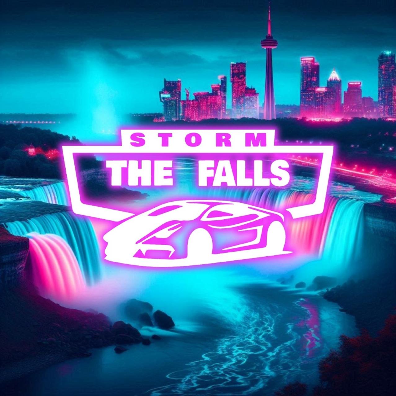 Storm the Falls Logo over the falls