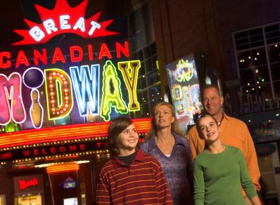 Great Canadian Midway with family at night