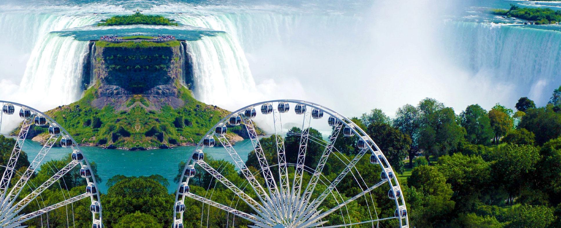 niagara falls canada skywheel aerial daytime falls backdrop