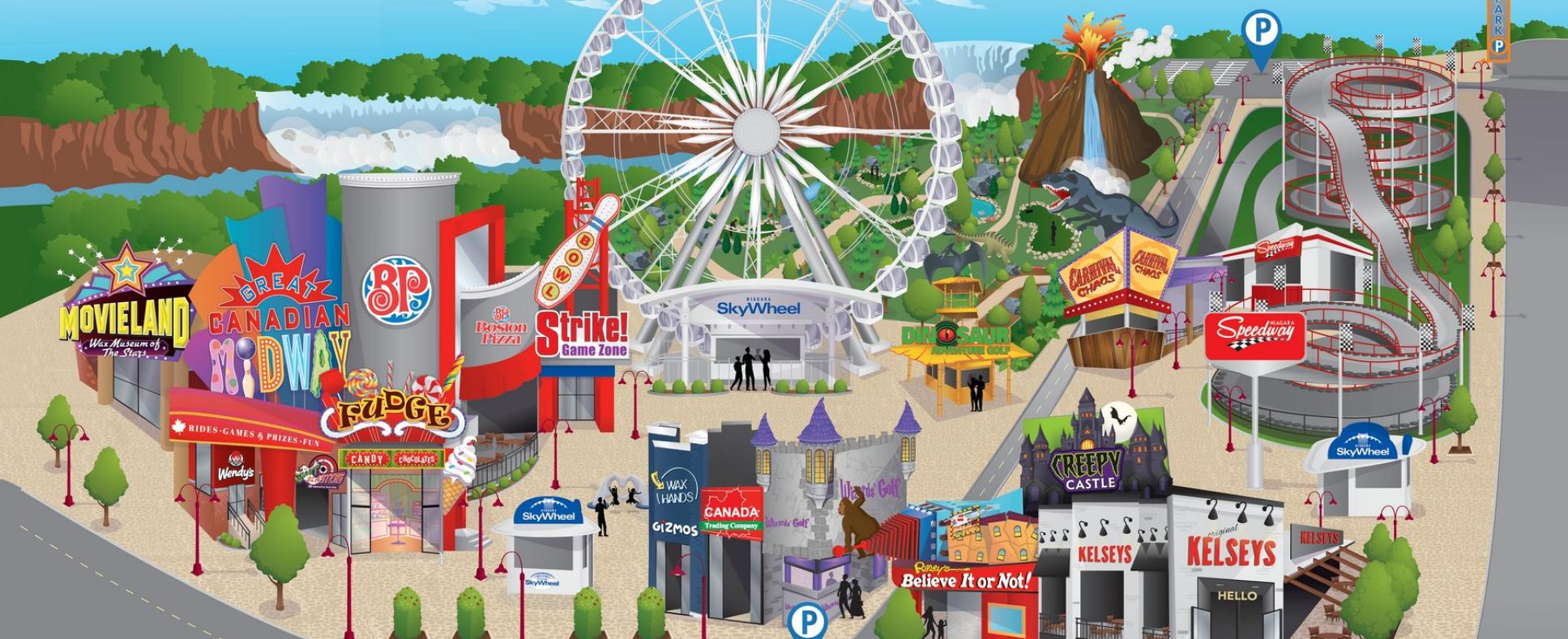 Animated map of Clifton hill attractions and restaurants