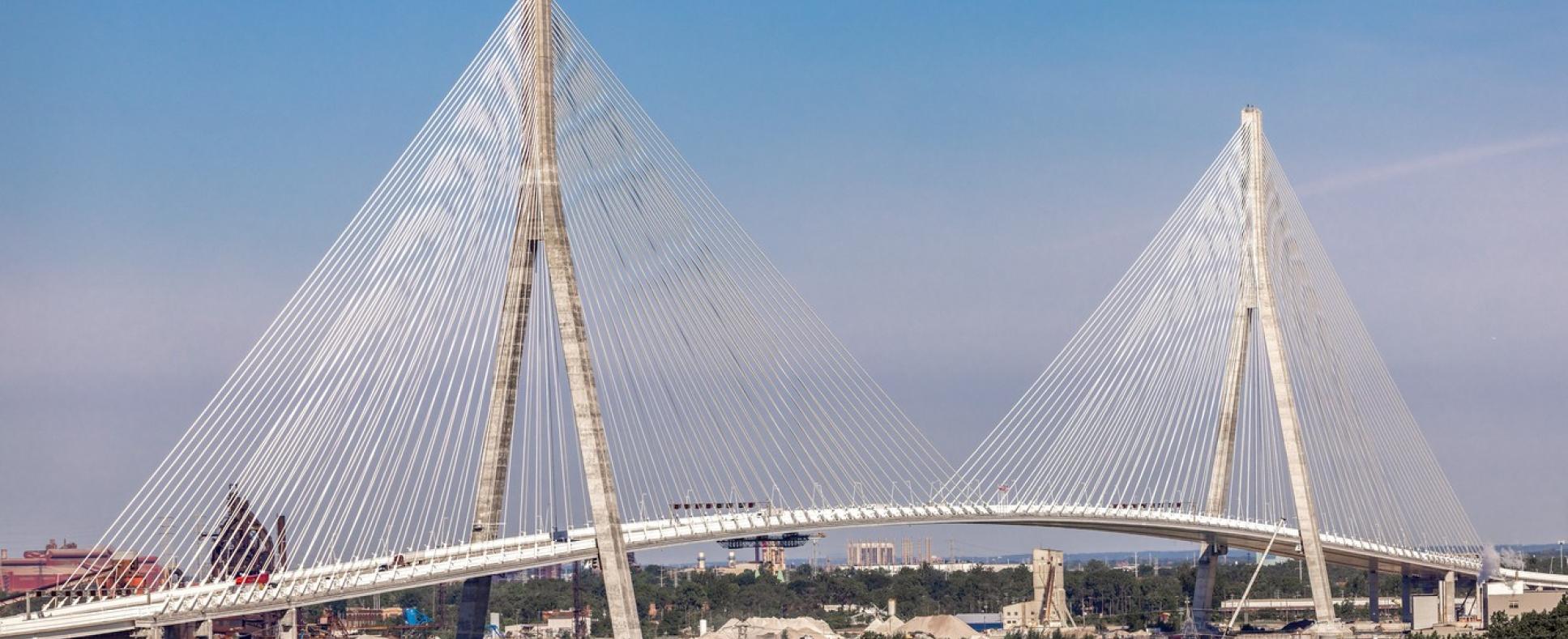 view of the gordie howe bridge in windsor, ontario