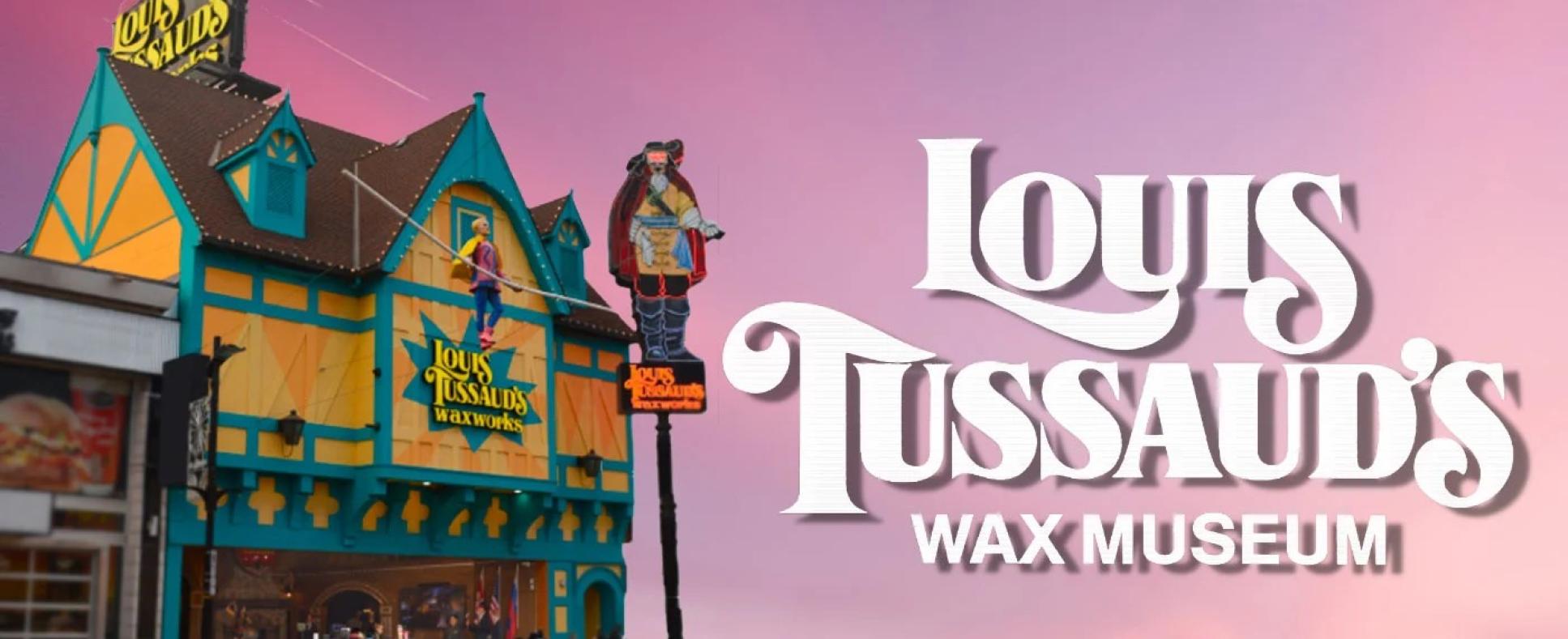 Exterior of Louis Tussaud's Wax Museum Louis Tussauds Wax Museum Exterior featuring a primarly yellow building that looks like it was built in the Middle Ages with a brown rooftop and turqouise paint along the structure's edges