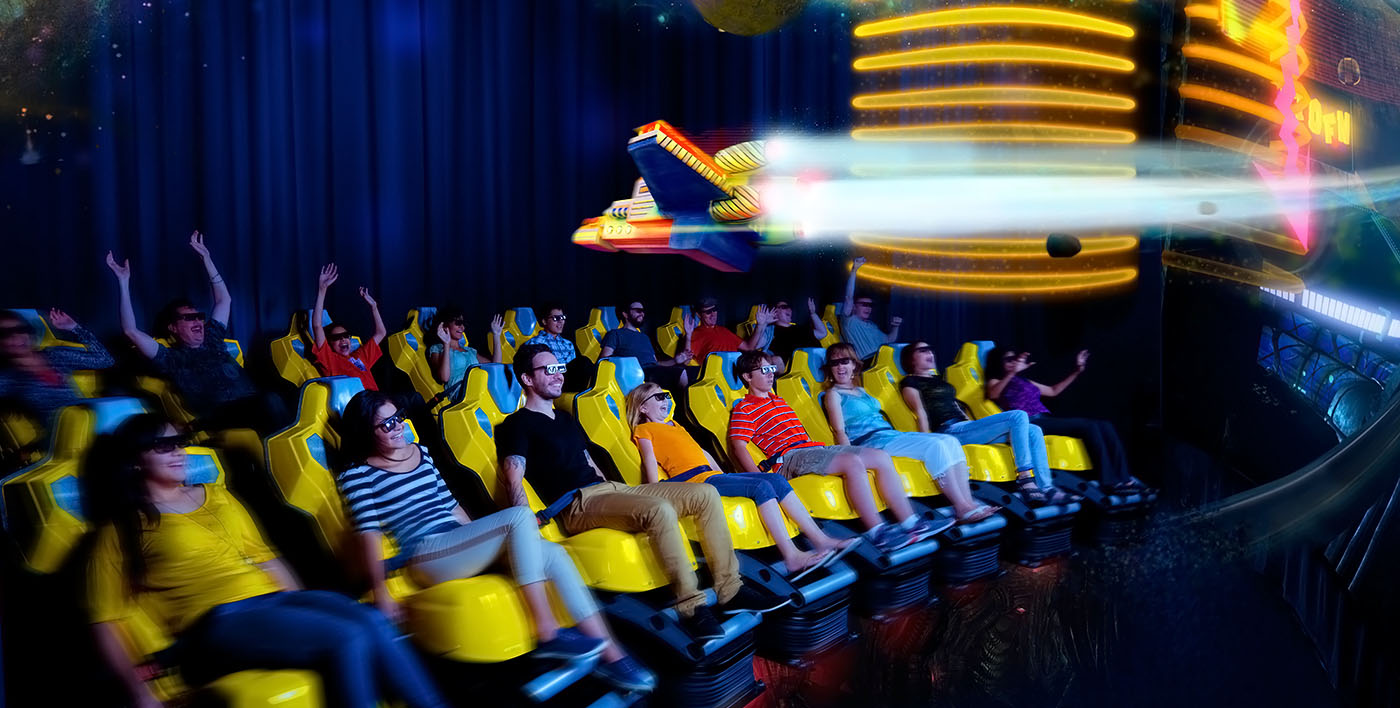 Cosmic coaster theatre inside Midway